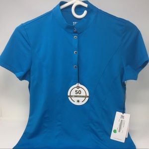 Turquoise Golf Mockneck Short Sleeve -- Size XS